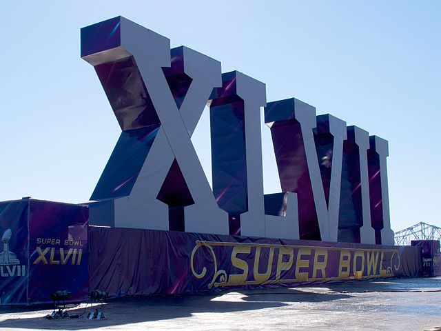 Super Bowl XLVII Roman Numerals (8449740054) by Austin Kirk via Wikimedia Commons